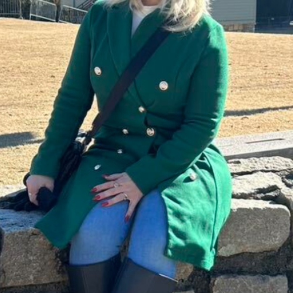 Classic black Button up Long Trench Jacket Coat - Picture 7 of 8